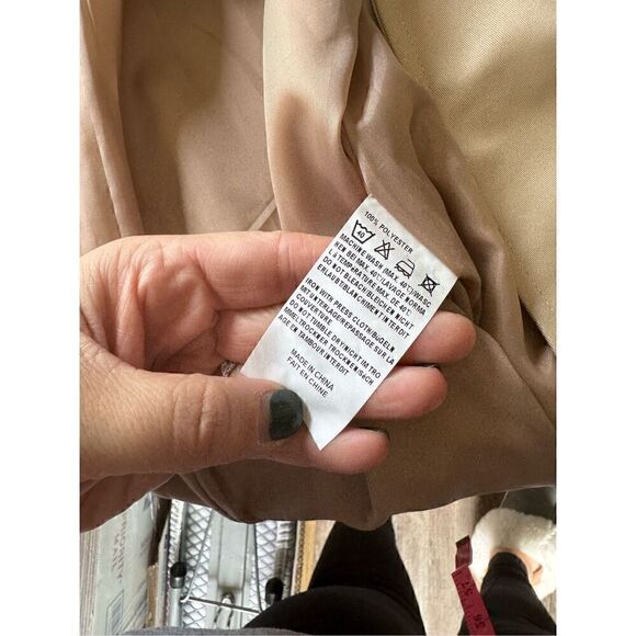 ZEAGOO women’s beige slim, double breasted trench coat with tie waist - Picture 10 of 10